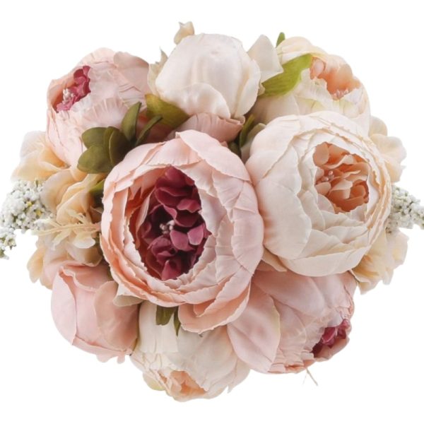 TELMO Silk Peony Bouquet Vintage Artificial Peonies Flower for Home Wedding Party Decor (1pcs, Light Pink)