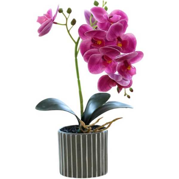 Telmo Artificial Orchid Flower Pot,12.6" Faux Orchid Real Touch Fake Phalaenopsis Bonsai