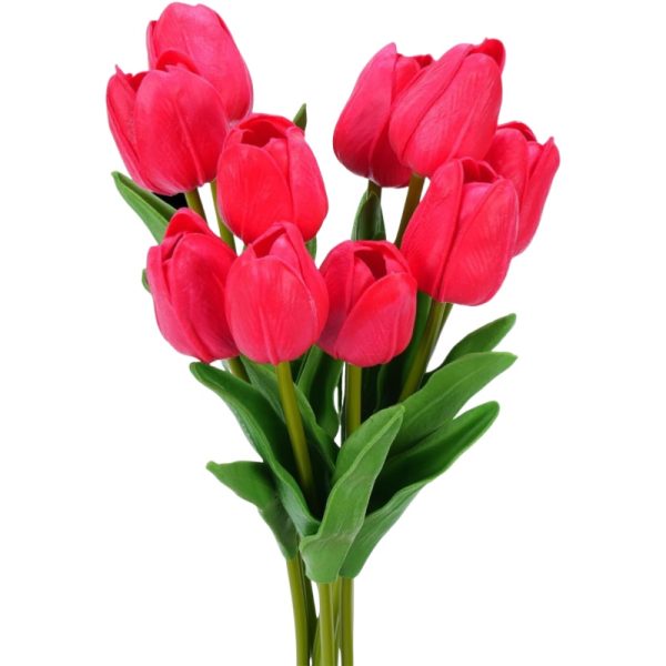 Telmo Fake Tulips Artificial Flowers with Stems Latex Real Touch Faux Tulips Arrangement Bouquet for Home Kitchen Wedding Decorations