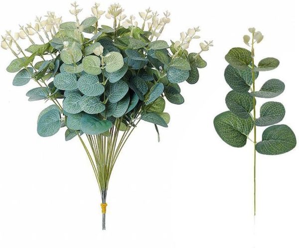 Telmo Artificial Eucalyptus Stems Leaves Faux Silk Eucalyptus Artificial Flowers