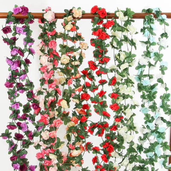 Telmo Artificial Flower Garland, Rose Lifelike flower Vine 45 Heads Flower - Image 9