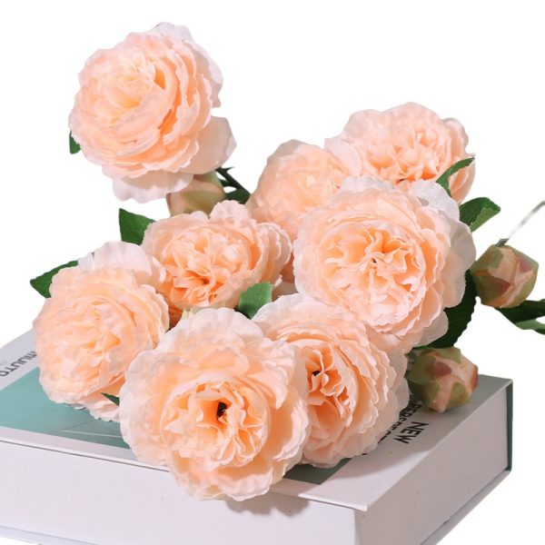 TELMO Silk Flower Bouquets​ Artificial Floral Peony 3 Heads Fake Flowers 2 Pcs