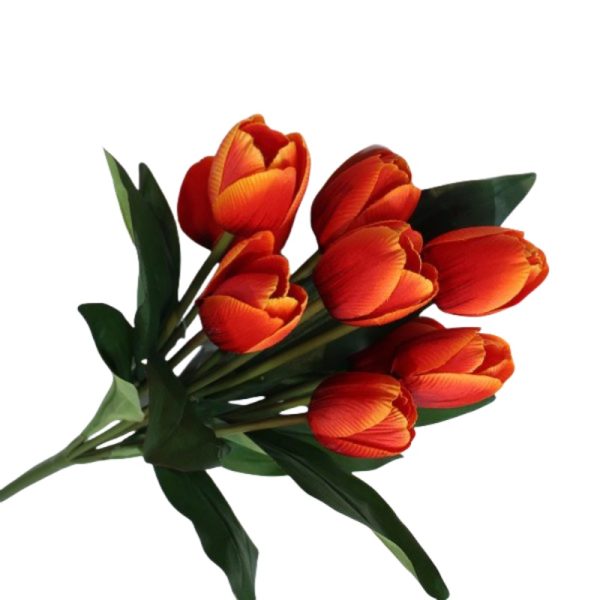 Telmo Real Feel PU Tulips 9-Head Artificial Mother's Day Flower Latex Bouquet - Image 9