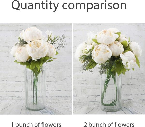 TELMO Silk Flower Bridal Bouquets Peony Bouquet Vintage Artificial Peonies Flower For Home Wedding Party Decor （White, 1 Pcs） - Image 8