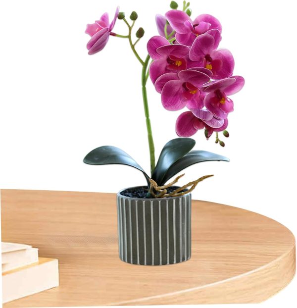 Telmo Artificial Orchid Flower Pot,12.6" Faux Orchid Real Touch Fake Phalaenopsis Bonsai - Image 7