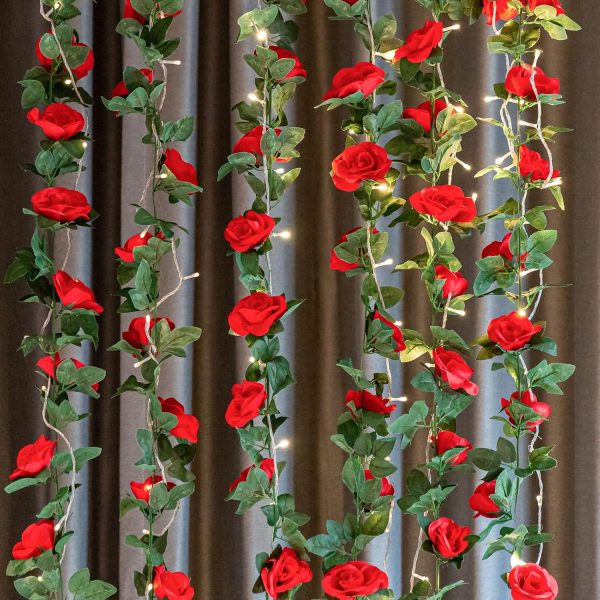 Telmo 4 Pack (28FT) Artificial Rose Vine Fake Flowers Garland Hanging Silk Rose Ivy Plants Vine - Image 7