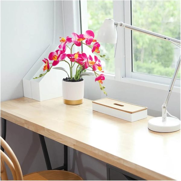 Telmo Artificial Phalaenopsis, 13inch Artificial Faux Oceania Orchid Arrangement with Vase - Image 9