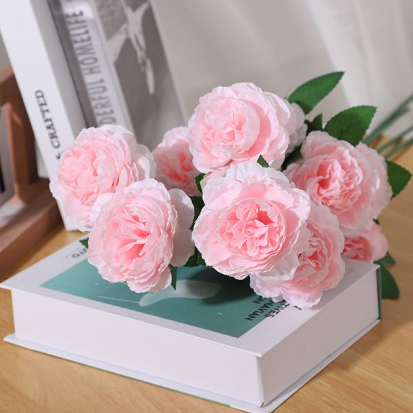 TELMO Silk Flower Bouquets​ Artificial Floral Peony 3 Heads Fake Flowers 2 Pcs - Image 5