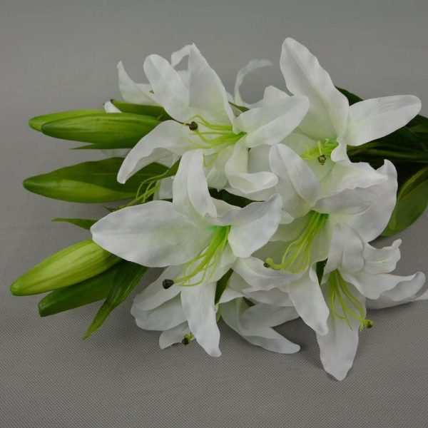 Telmo 28" 3 Heads Silk Cloth lily Plastic Artificial Flowers Wendding Party - Image 8