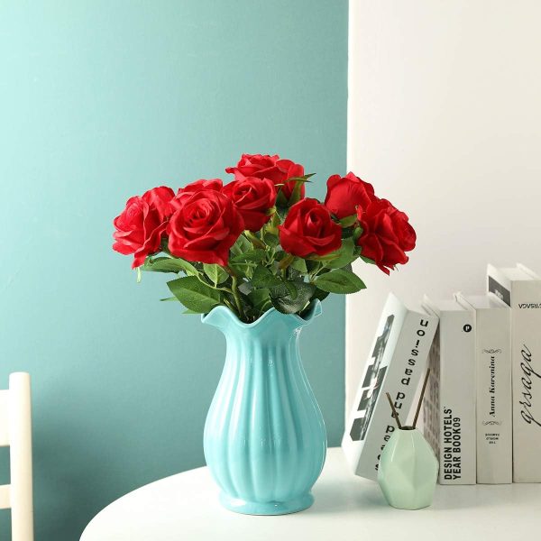 Telmo Artificial Silk Flowers Realistic Roses Bouquet Long Stem for Home Wedding Decoration - Image 5