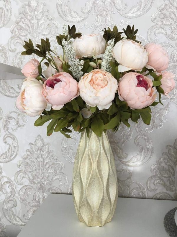 TELMO Silk Peony Bouquet Vintage Artificial Peonies Flower for Home Wedding Party Decor (1pcs, Light Pink) - Image 6