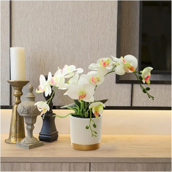 Telmo Artificial Phalaenopsis, 13inch Artificial Faux Oceania Orchid Arrangement with Vase - Image 8