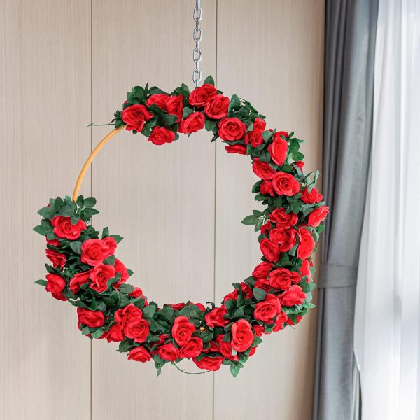 Telmo 4 Pack (28FT) Artificial Rose Vine Fake Flowers Garland Hanging Silk Rose Ivy Plants Vine - Image 5