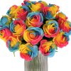 TELMO  Artificial Silk Rainbow Rose Flower Bouquet for DIY Any Arrangement Home Decor Wedding Party - Image 12
