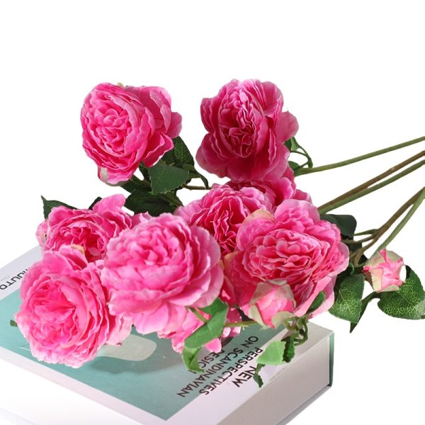 TELMO Silk Flower Bouquets​ Artificial Floral Peony 3 Heads Fake Flowers 2 Pcs - Image 13