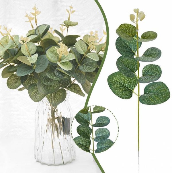 Telmo Artificial Eucalyptus Stems Leaves Faux Silk Eucalyptus Artificial Flowers - Image 7