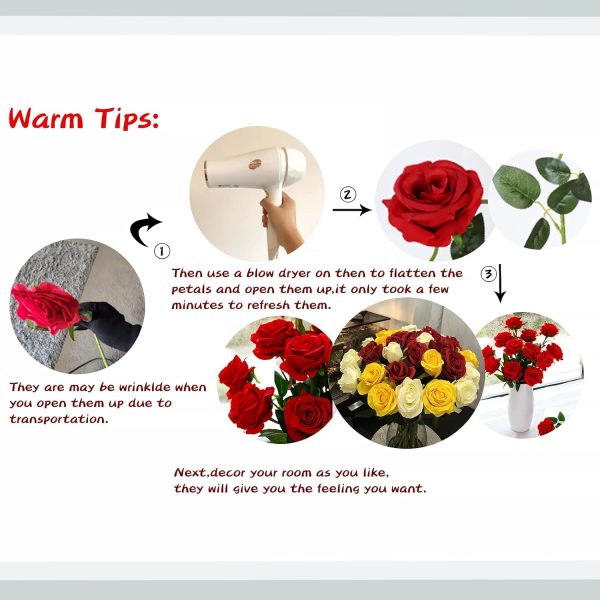 Telmo Artificial Silk Flowers Realistic Roses Bouquet Long Stem for Home Wedding Decoration - Image 3