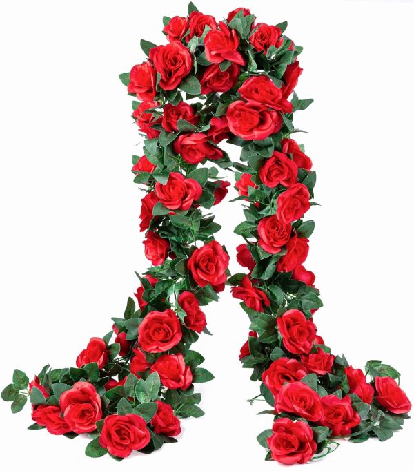 Telmo 2 Pack (14FT) Artificial Rose Vine Fake Flowers Garland Hanging Silk Rose Ivy Plants Vine - Image 5