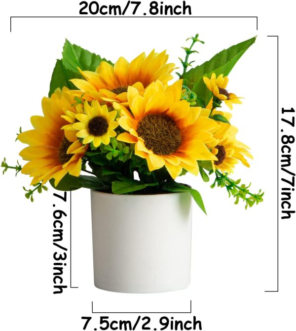 Telmo Artificial Flowers Potted Mini Fake Sunflowers for Home Decor Party Wedding Office Patio Table Desk Decoration---Yellow - Image 9