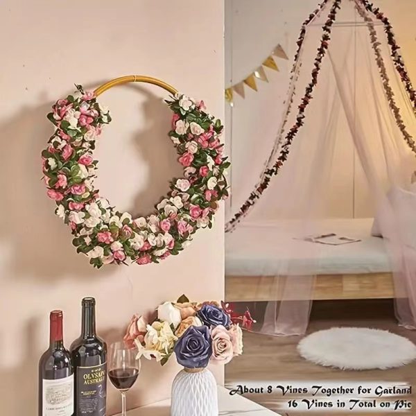 Telmo Artificial Flower Garland, Rose Lifelike flower Vine 45 Heads Flower - Image 8