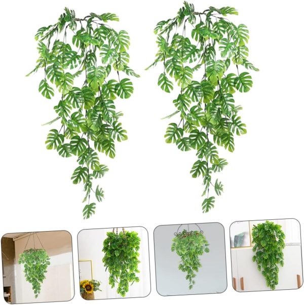 Telmo Fake Plant Monstera Leaf Faux Plant Wall Vine Green Leaf Vine Wall Artificial Hanging Plant Faux Vine Garland Hanging Vines Fake Weeping Plant Simulated Weeping Plant Plastic Vine - Image 4