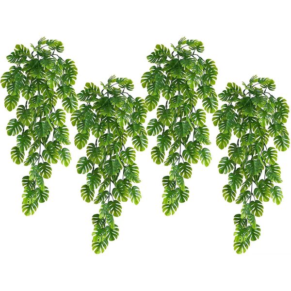 Telmo Fake Plant Monstera Leaf Faux Plant Wall Vine Green Leaf Vine Wall Artificial Hanging Plant Faux Vine Garland Hanging Vines Fake Weeping Plant Simulated Weeping Plant Plastic Vine - Image 3