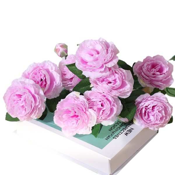 TELMO Silk Flower Bouquets​ Artificial Floral Peony 3 Heads Fake Flowers 2 Pcs - Image 10