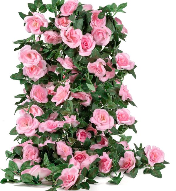 Telmo 4 Pack (28FT) Artificial Rose Vine Fake Flowers Garland Hanging Silk Rose Ivy Plants Vine - Image 9