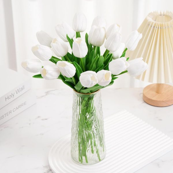 Telmo Fake Tulips Artificial Flowers with Stems Latex Real Touch Faux Tulips Arrangement Bouquet for Home Kitchen Wedding Decorations - Image 4