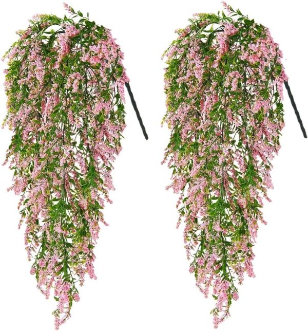 Telmo Artificial Hanging Flowers Lavender, 28.7in Fake Hanging Flowers Plant,Pink