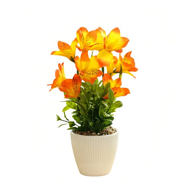 Telmo Flower White Orchid Plastic Potted Artificial Handmade Mini Plant​ - Image 7