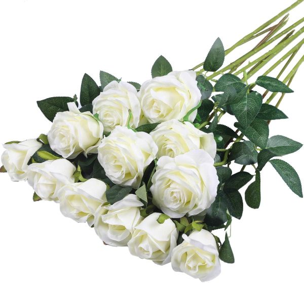 Telmo Artificial Silk Flowers Realistic Roses Bouquet Long Stem for Home Wedding Decoration - Image 8