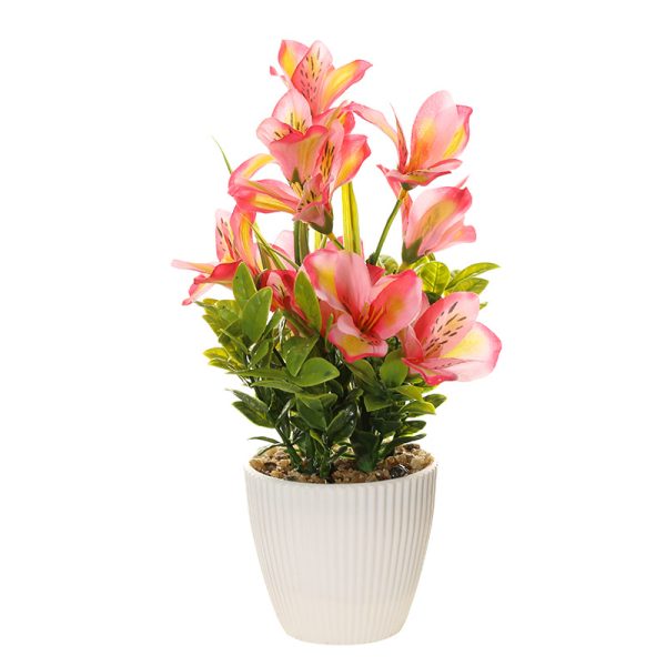 Telmo Flower White Orchid Plastic Potted Artificial Handmade Mini Plant​ - Image 6