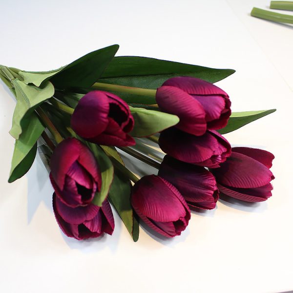 Telmo Real Feel PU Tulips 9-Head Artificial Mother's Day Flower Latex Bouquet - Image 4