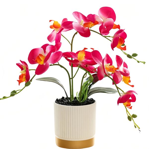 Telmo Artificial Phalaenopsis, 13inch Artificial Faux Oceania Orchid Arrangement with Vase - Image 2