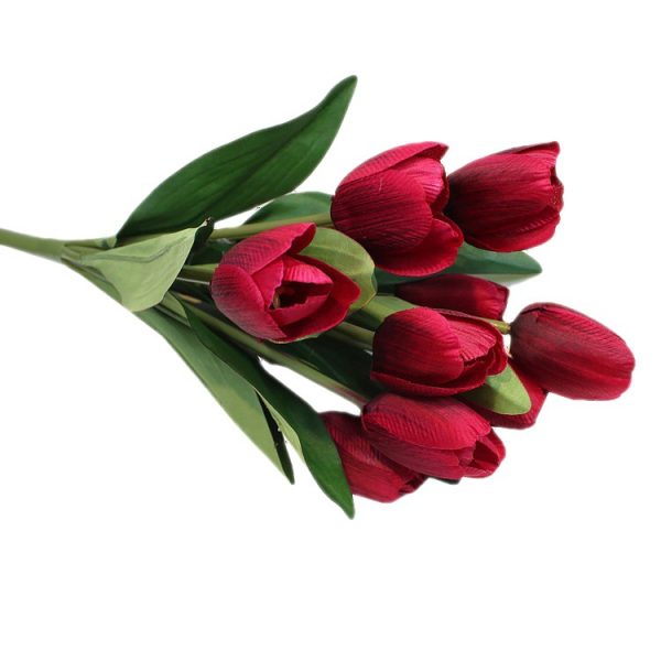 Telmo Real Feel PU Tulips 9-Head Artificial Mother's Day Flower Latex Bouquet - Image 3