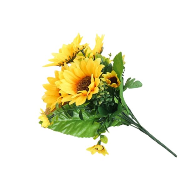 Telmo Artificial Flowers Potted Mini Fake Sunflowers for Home Decor Party Wedding Office Patio Table Desk Decoration---Yellow - Image 4