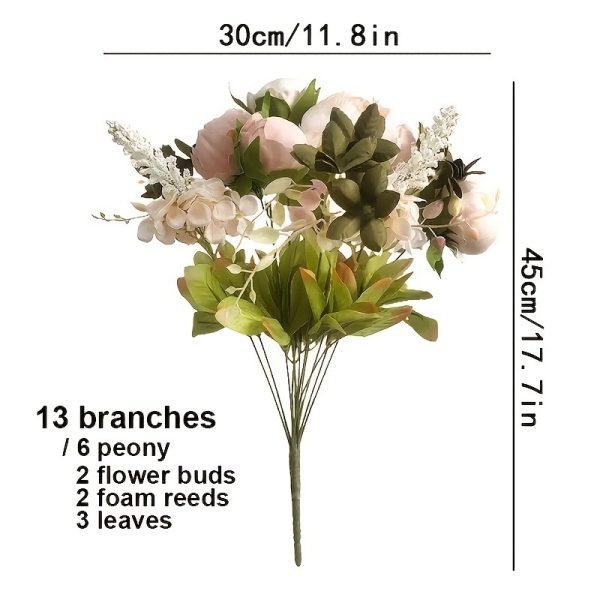 TELMO Silk Flower Bridal Bouquets Peony Bouquet Vintage Artificial Peonies Flower For Home Wedding Party Decor （White, 1 Pcs） - Image 3