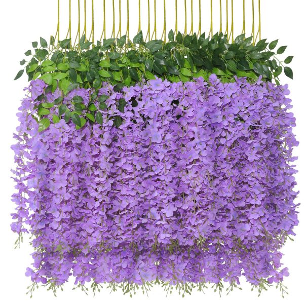 Telmo Artificial Fake 12PCS Wisteria Vine Rattan Hanging Garland Silk Flowers String Home Party Wedding Decor - Image 2