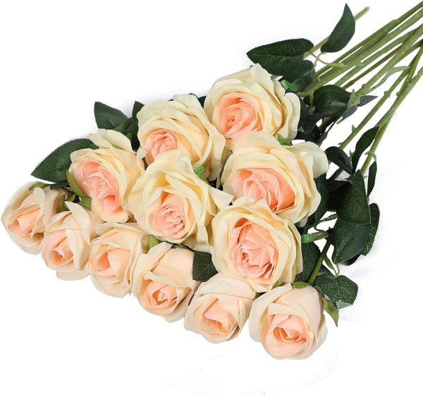 Telmo Artificial Silk Flowers Realistic Roses Bouquet Long Stem for Home Wedding Decoration - Image 11