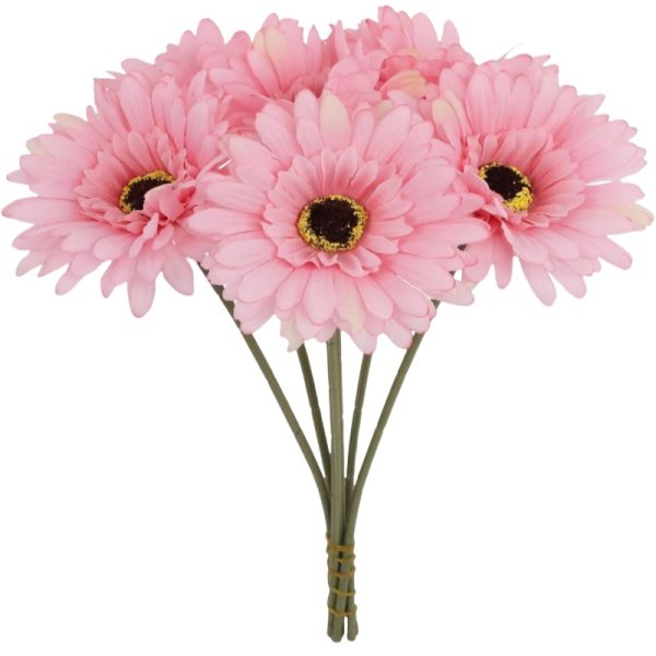 TELMO 6 Gerbera Artificial Daisy Flower Wedding Bouquet