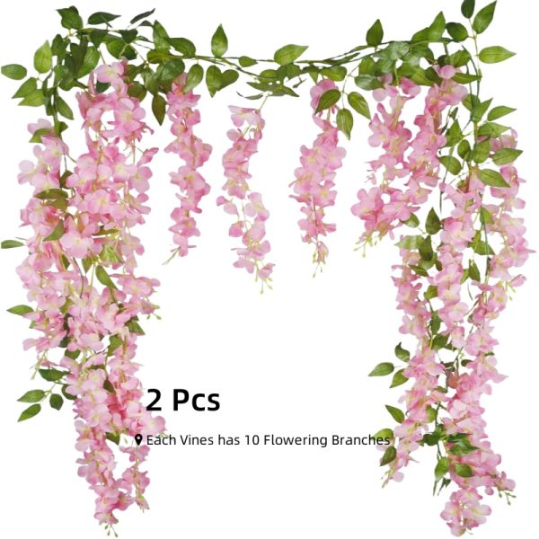 TELMO 10 Branches Wisteria Hanging Flowers Garland Fake Vine Flowers for wedding, 2 PCS - Image 13