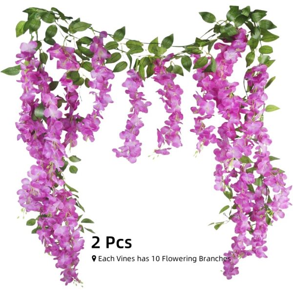 TELMO 10 Branches Wisteria Hanging Flowers Garland Fake Vine Flowers for wedding, 2 PCS - Image 11