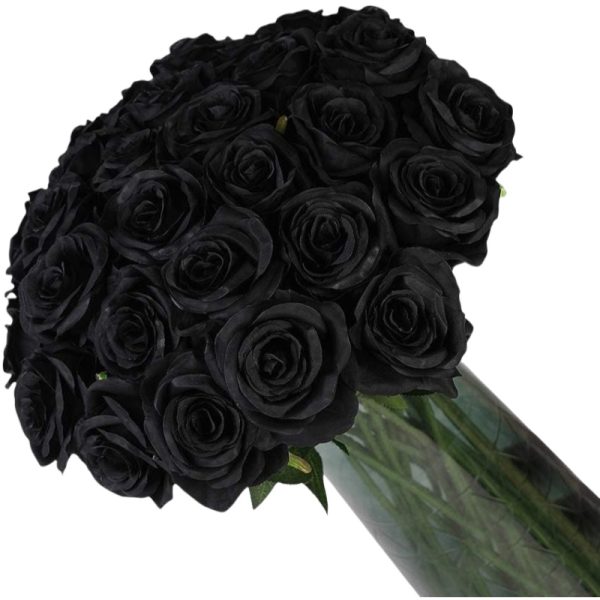 TELMO Black Rose Flower Artificial Flower with Long Stem for home Wedding Party Decorations - Image 7