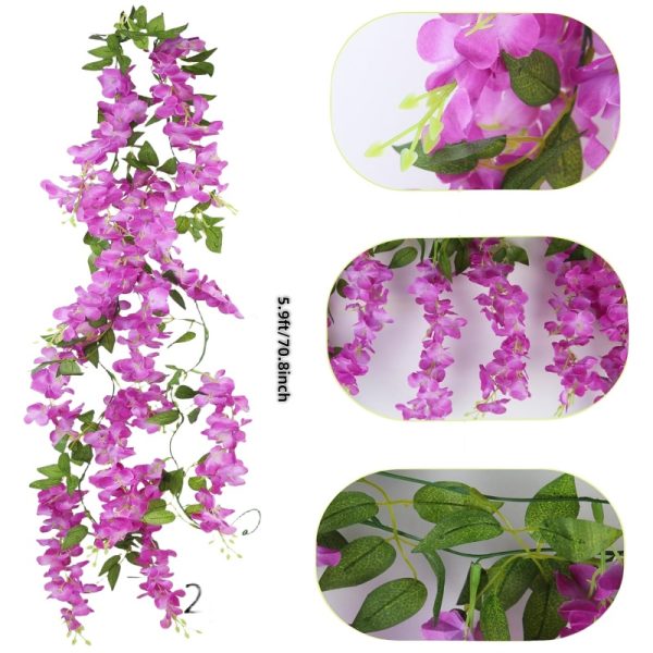 TELMO 10 Branches Wisteria Hanging Flowers Garland Fake Vine Flowers for wedding, 2 PCS - Image 12