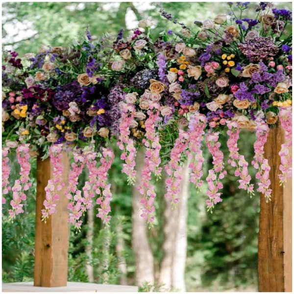 TELMO 10 Branches Wisteria Hanging Flowers Garland Fake Vine Flowers for wedding, 2 PCS - Image 14