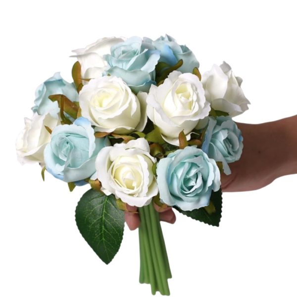 TELMO 12 Heads Fake Rose Silk Flower Bridal Wedding Bouquet Artificial Flower - Image 4