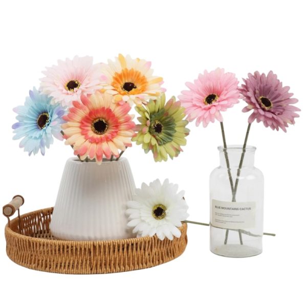 TELMO 6 Gerbera Artificial Daisy Flower Wedding Bouquet - Image 7