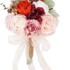 TELMO 11.8" Artificial Flowers Bride Holding Flowers Wedding Bouquet for Graduation Valentine's Day Rose Pink - Image 7