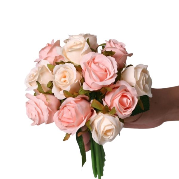 TELMO 12 Heads Fake Rose Silk Flower Bridal Wedding Bouquet Artificial Flower - Image 14